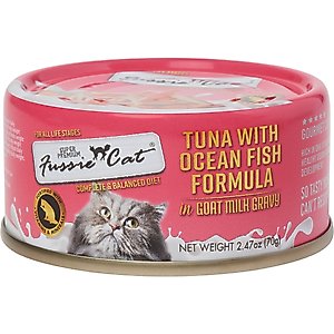 Fussie Cat Tuna with Oceanfish in Goats Milk Wet Cat Food, 2.47-oz can, case of 24