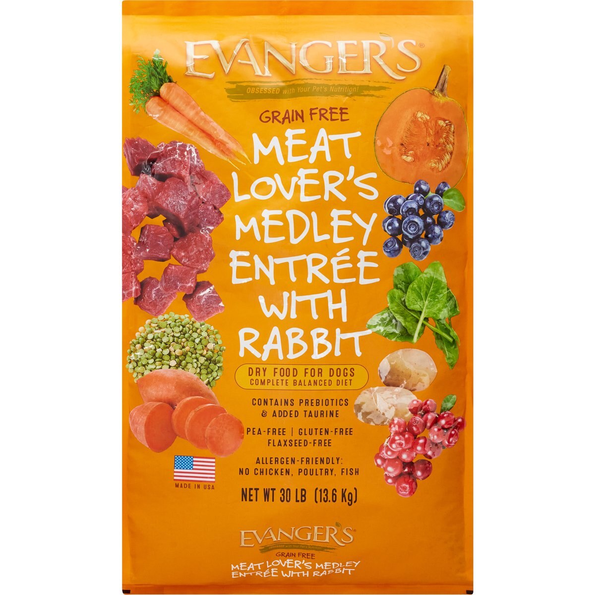 Evanger's Meat Lover's Medley with Rabbit Grain-Free Dry Dog Food, 30-lb bag