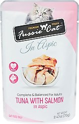 Fussie Cat Premium Tuna with Salmon in Aspic Wet Cat Food, 2.47-oz pouch, case of 12