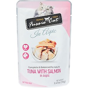 Fussie Cat Premium Tuna with Salmon in Aspic Wet Cat Food, 2.47-oz pouch, case of 12