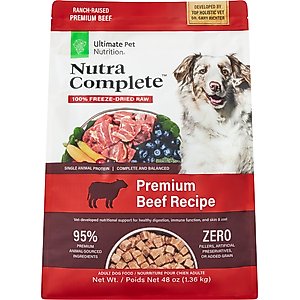 Ultimate Pet Nutrition Nutra Complete Premium Beef Freeze-Dried Raw Dog Food, 48-oz bag