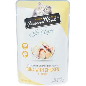 Fussie Cat Premium Tuna with Chicken in Aspic Wet Cat Food, 2.47-oz pouch, case of 12