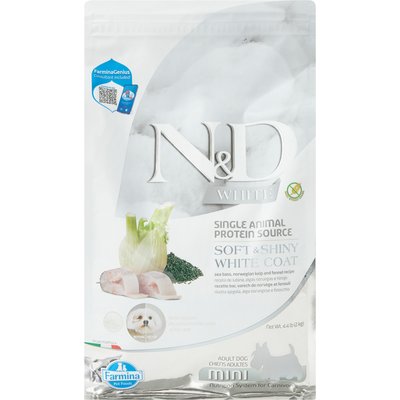 Farmina Farmina N&D White Coat Canine Formula Adult GMO-Free Sea Bass, Fennel & Kelp Mini Dry Dog Food, 4.4-lb bag
