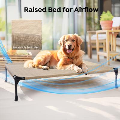 Show full view: Veehoo Elevated Dog Bed with Bolster Mat, Beige, Medium slide 7 of 10