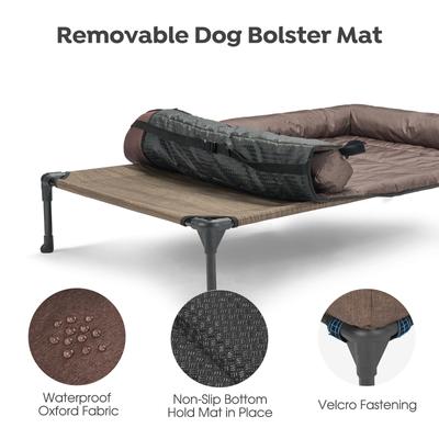 Show full view: Veehoo Elevated Dog Bed with Bolster Mat, Brown, XX-Large slide 3 of 9