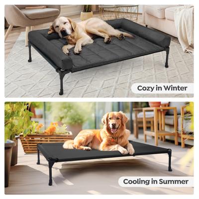 Show full view: Veehoo Elevated Dog Bed with Bolster Mat, Black, Large slide 7 of 9