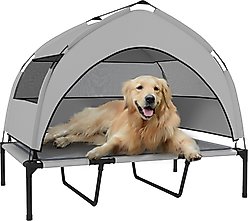 PawHut Elevated Raised Dog Bed with Removable Canopy, 42 x 30 x 37-in, Gray