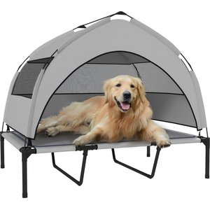 PawHut Elevated Raised Dog Bed with Removable Canopy, 42 x 30 x 37-in, Gray