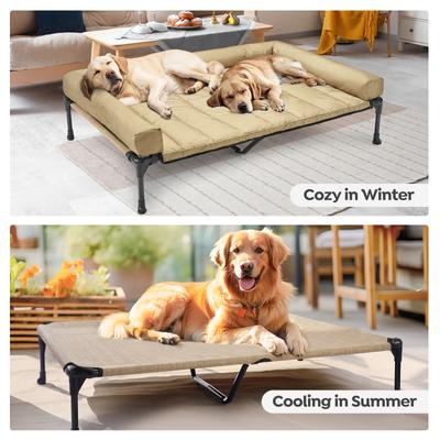 Show full view: Veehoo Elevated Dog Bed with Bolster Mat, Beige, XX-Large slide 7 of 9