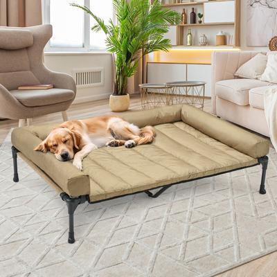 Show full view: Veehoo Elevated Dog Bed with Bolster Mat, Beige, XX-Large slide 3 of 9