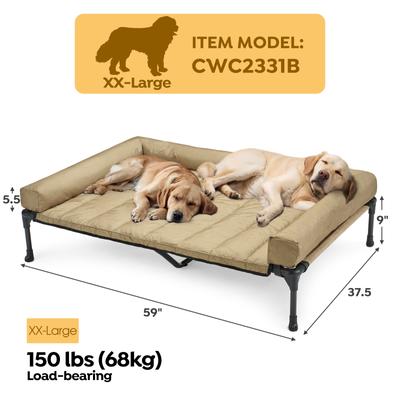 Show full view: Veehoo Elevated Dog Bed with Bolster Mat, Beige, XX-Large slide 2 of 9