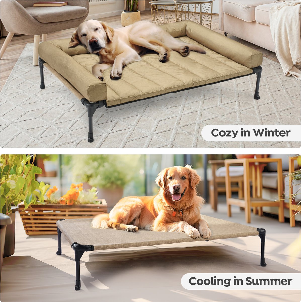 Veehoo Elevated Dog Bed with Bolster Mat