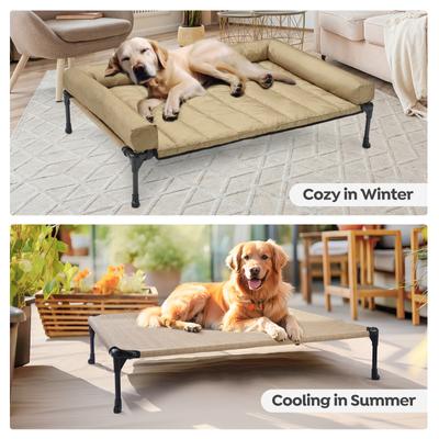 Show full view: Veehoo Elevated Dog Bed with Bolster Mat, Beige, Medium slide 8 of 10