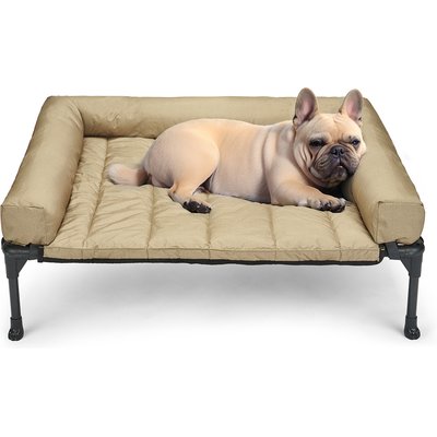 Veehoo Veehoo Elevated Dog Bed with Bolster Mat, Beige, Medium