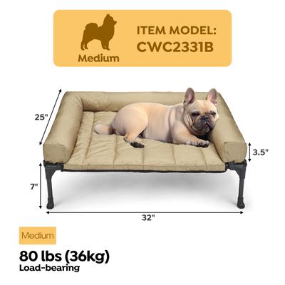 Show full view: Veehoo Elevated Dog Bed with Bolster Mat, Beige, Medium slide 3 of 10