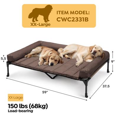 Show full view: Veehoo Elevated Dog Bed with Bolster Mat, Brown, XX-Large slide 2 of 9