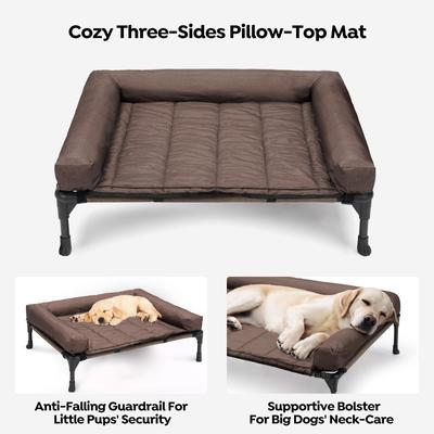 Show full view: Veehoo Elevated Dog Bed with Bolster Mat, Brown, XX-Large slide 4 of 9