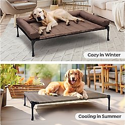 Veehoo Elevated Dog Bed with Bolster Mat, Brown, Large slide 2 of 7