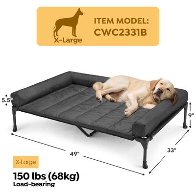 Show full view: Veehoo Elevated Dog Bed with Bolster Mat, Black, X-Large slide 2 of 9