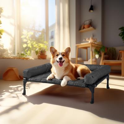 Show full view: Veehoo Elevated Dog Bed with Bolster Mat, Black, Medium slide 5 of 9