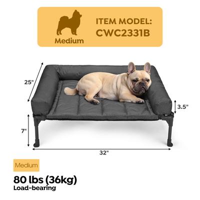 Show full view: Veehoo Elevated Dog Bed with Bolster Mat, Black, Medium slide 2 of 9