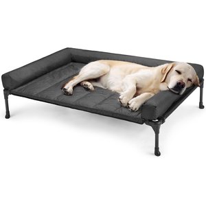 Veehoo Elevated Dog Bed with Bolster Mat, Black, Large