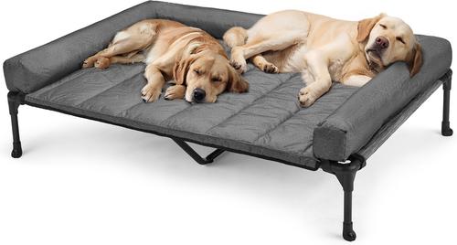 Veehoo Elevated Dog Bed with Bolster Mat, Black, Large