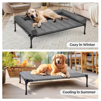 Show full view: Veehoo Elevated Dog Bed with Bolster Mat, Black Sliver, X-Large slide 7 of 9
