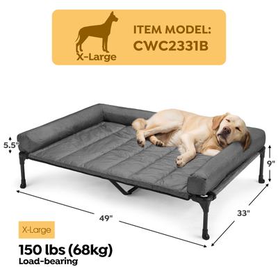 Show full view: Veehoo Elevated Dog Bed with Bolster Mat, Black Sliver, X-Large slide 2 of 9