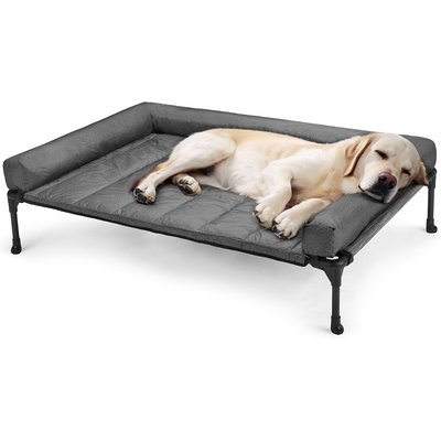 Veehoo Veehoo Elevated Dog Bed with Bolster Mat, Black Sliver, Large