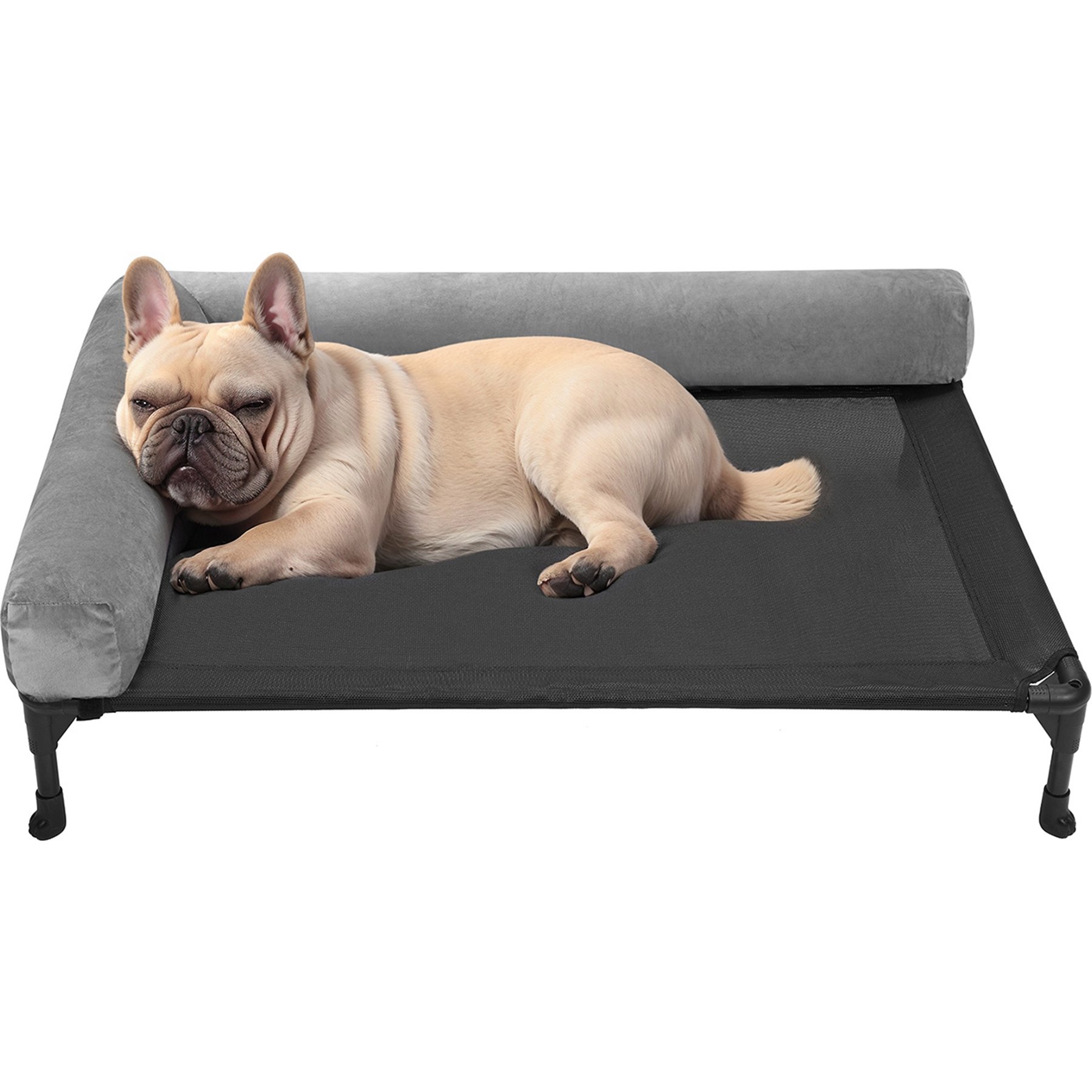 Veehoo L-shaped Bolster Dog Bed, Black, Medium