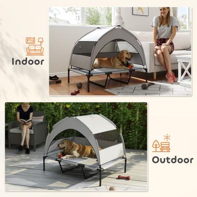 Show full view: PawHut Elevated Raised Dog Bed with Removable Canopy, 42 x 30 x 37-in, Gray slide 8 of 9