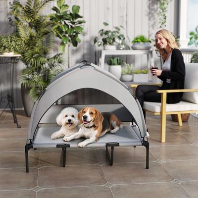 Show full view: PawHut Elevated Raised Dog Bed with Removable Canopy, 42 x 30 x 37-in, Gray slide 9 of 9