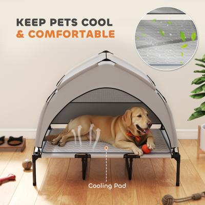 Show full view: PawHut Elevated Raised Dog Bed with Removable Canopy, 42 x 30 x 37-in, Gray slide 4 of 9
