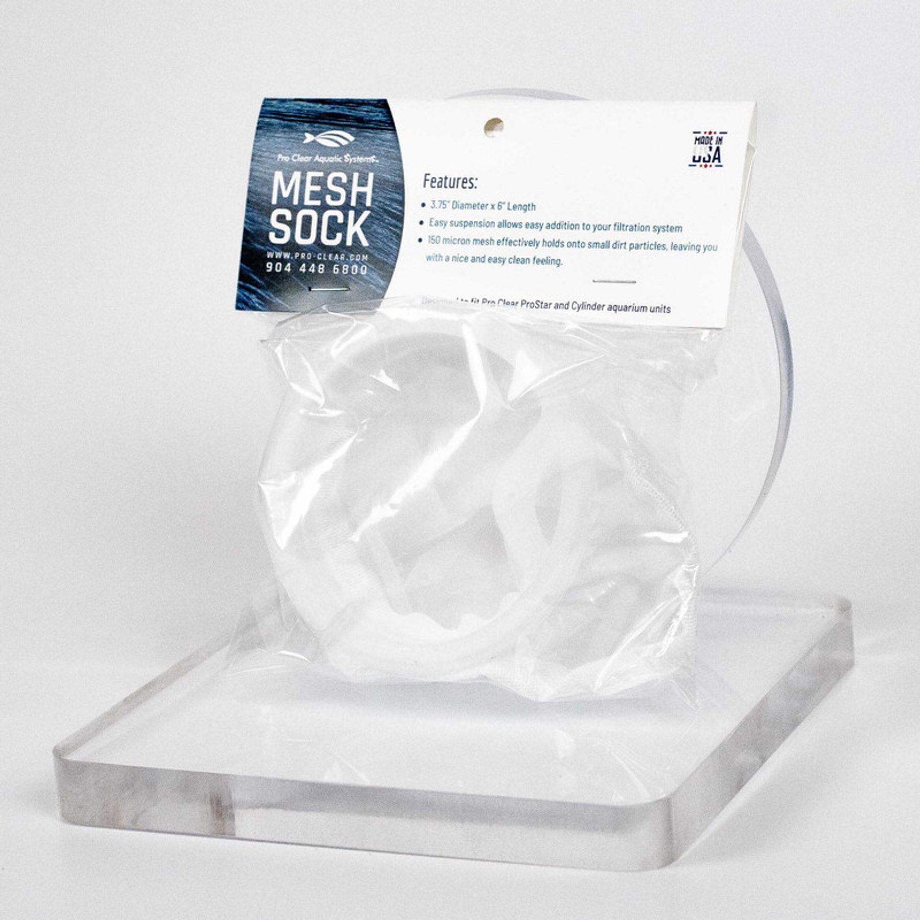 Pro Clear Aquatic Systems Mesh Filter Sock, White, 3.75-in