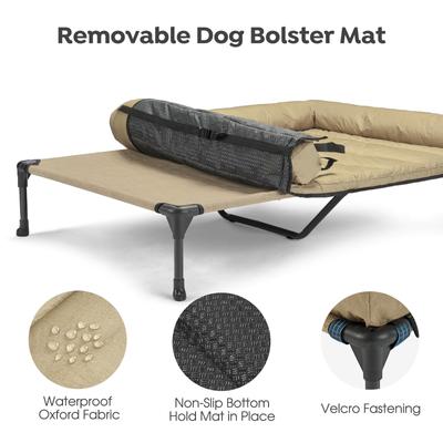 Show full view: Veehoo Elevated Dog Bed with Bolster Mat, Beige, XX-Large slide 4 of 9