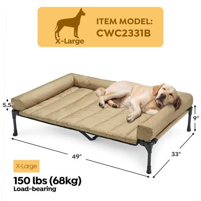 Show full view: Veehoo Elevated Dog Bed with Bolster Mat, Beige, X-Large slide 2 of 9