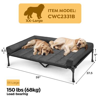 Show full view: Veehoo Elevated Dog Bed with Bolster Mat, Black, XX-Large slide 2 of 10