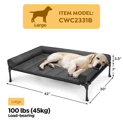 Show full view: Veehoo Elevated Dog Bed with Bolster Mat, Black, Large slide 2 of 9