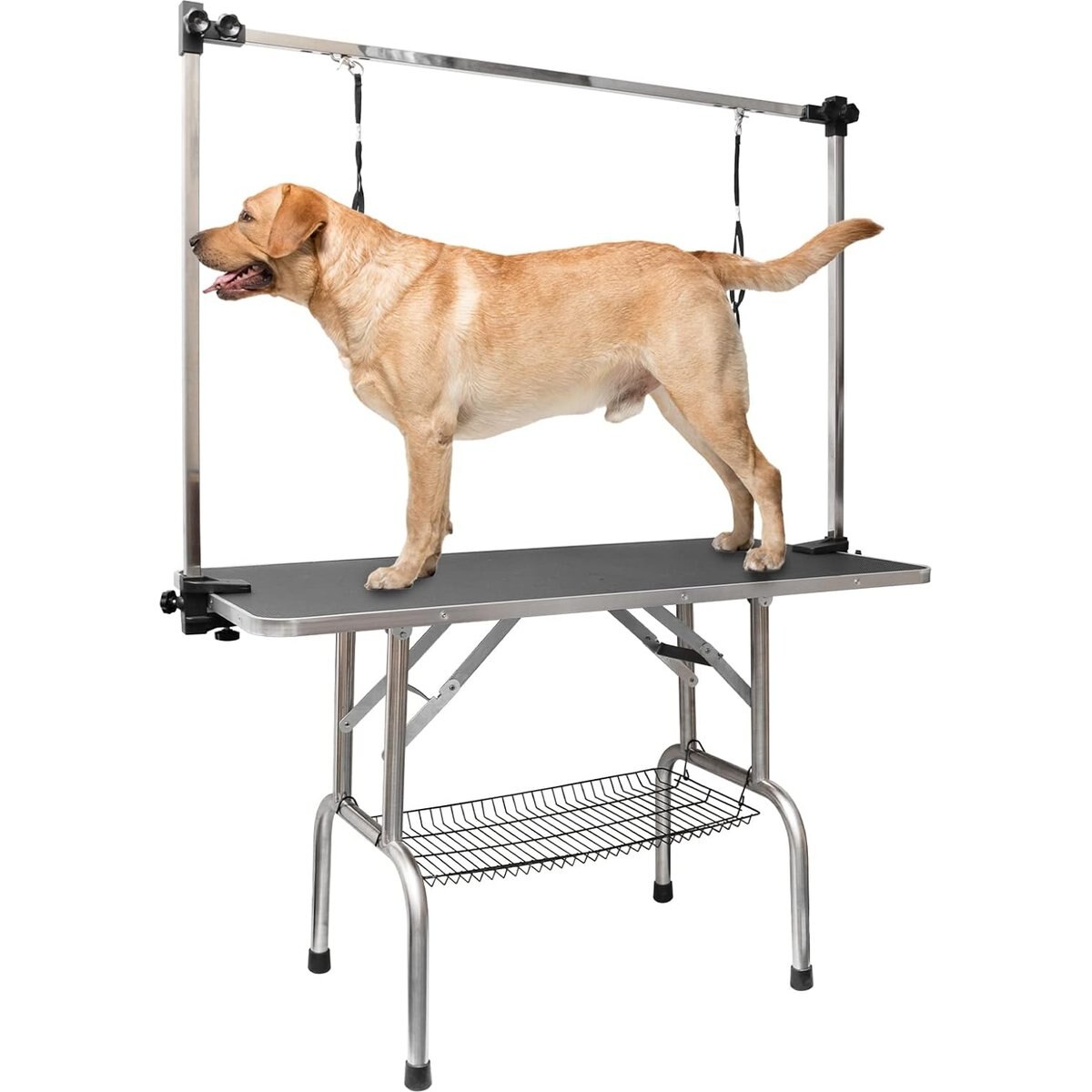 LovMor Foldable Retractable Bath Dog & Cat Grooming Table, Black, 46-in