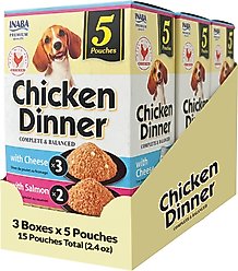 Inaba Chicken Dinner Cheese & Salmon Wet Dog Food, 2.4-oz pouch, case of 15