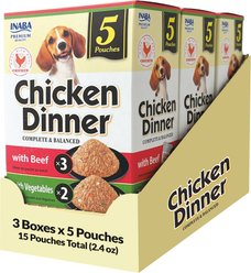 Inaba Chicken Dinner Beef & Vegetable Wet Dog Food, 2.4-oz pouch, case of 15