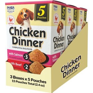 Inaba Chicken Dinner Salmon & Beef Wet Dog Food, 2.4-oz pouch, case of 15