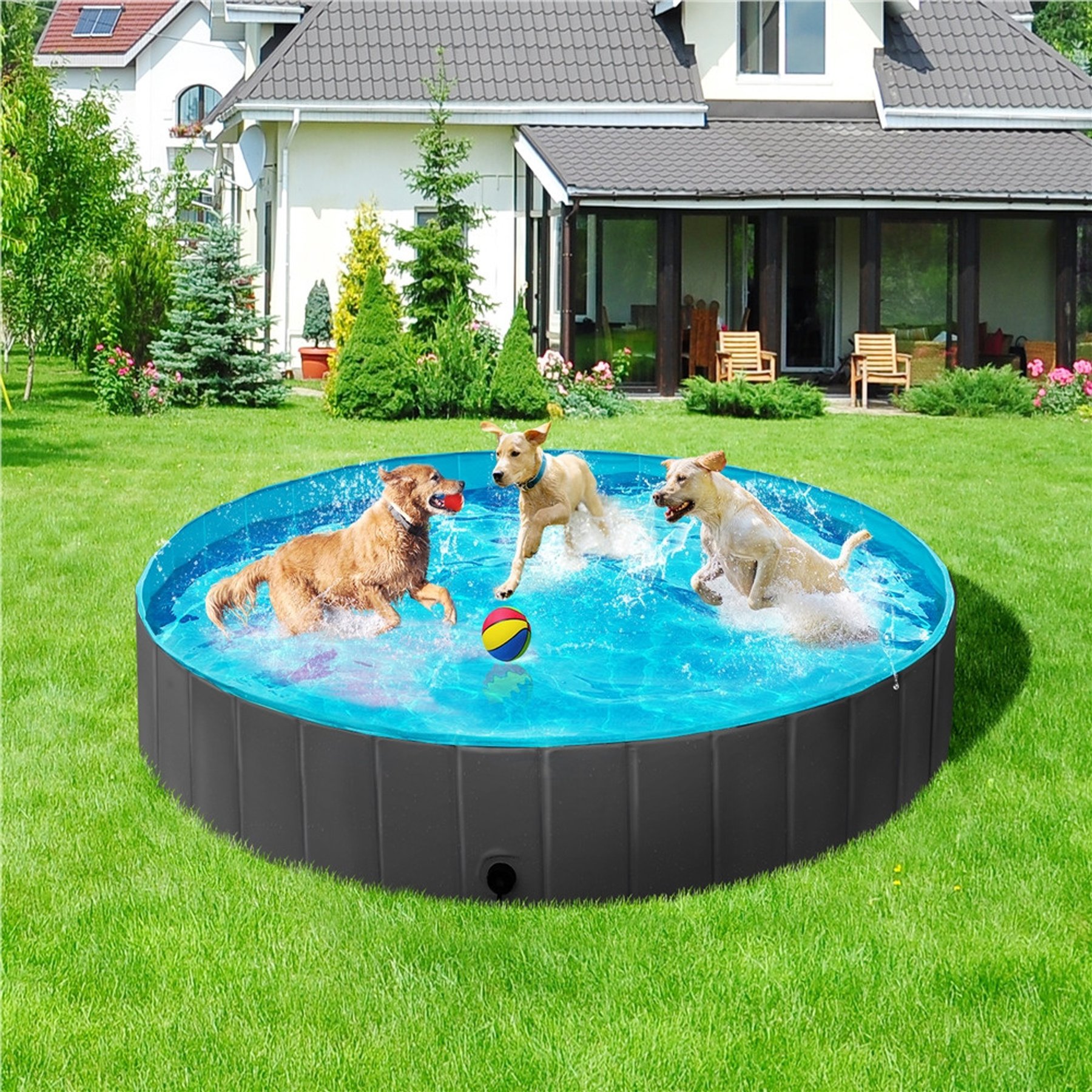 Yaheetech Foldable Pet Pool, Black, XXXX-Large, 79-in