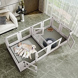 BingoPaw Tempered Glass Whelping Box Dog Pen, X-Large