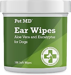 Pet MD Aloe Vera & Eucalyptus Dog Ear Wipes, 100 count