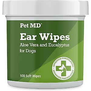 Pet MD Aloe Vera & Eucalyptus Dog Ear Wipes, 100 count
