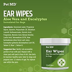 Pet MD Aloe Vera & Eucalyptus Dog Ear Wipes, 100 count slide 2 of 8
