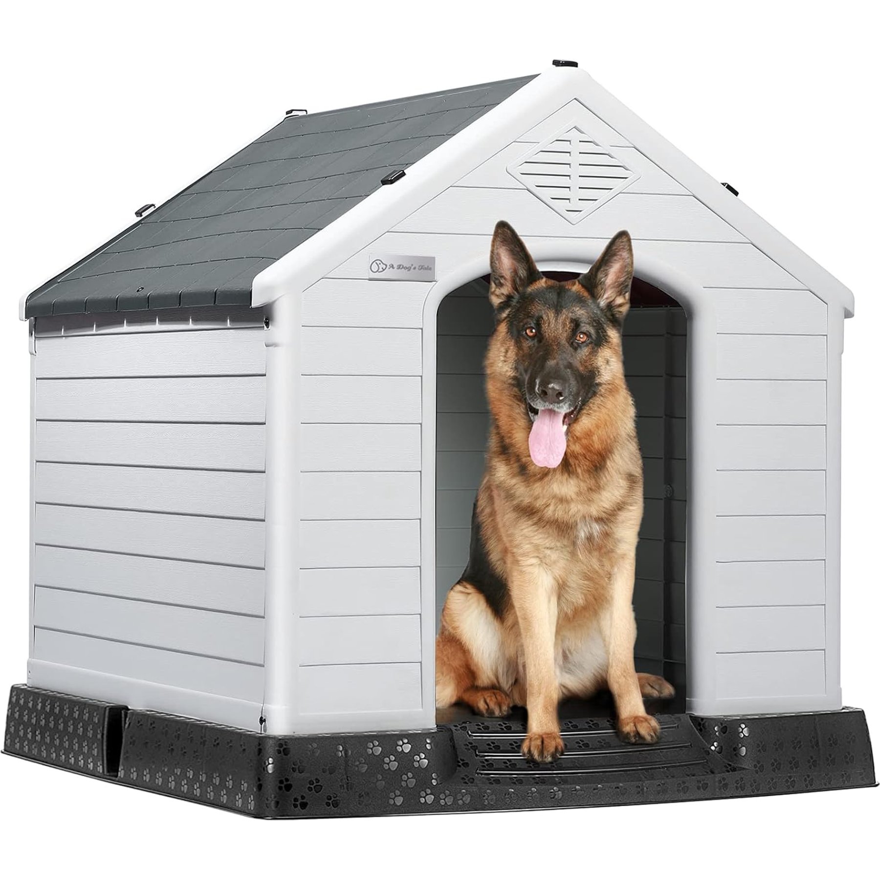 LEMBERI Plastic Dog House, 34-in