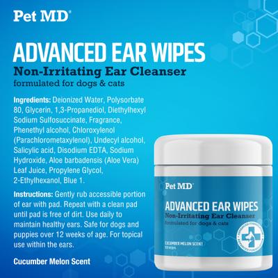 Show full view: Pet MD Advanced Dog & Cat Ear Cleaner Wipes, 100 count slide 3 of 9
